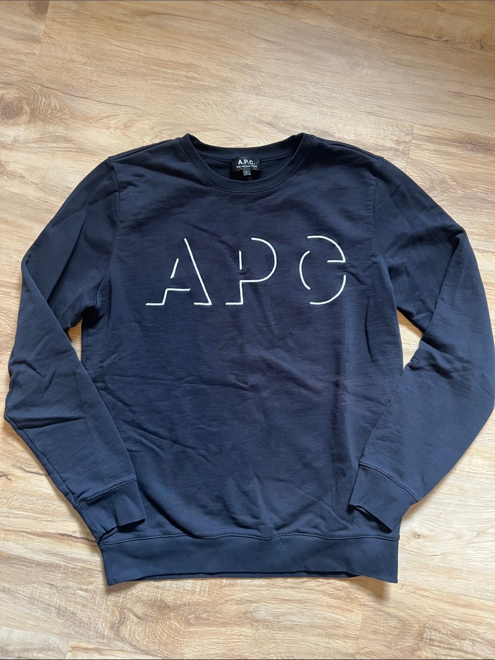 A.P.C Embroidered Loopback Cotton-Jersey Sweatshirt in Black Size Large Men’s